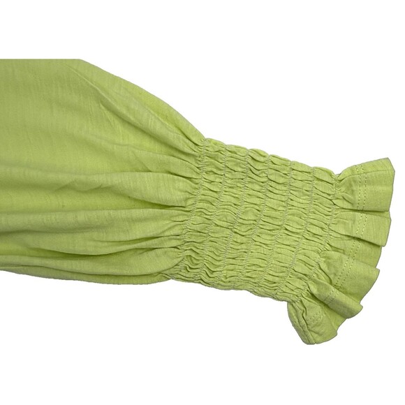 Lisa Todd Cuff Love Pop T-shirt 100% Pima Cotton Smocked Ruffle Lime Green L - Picture 5 of 10